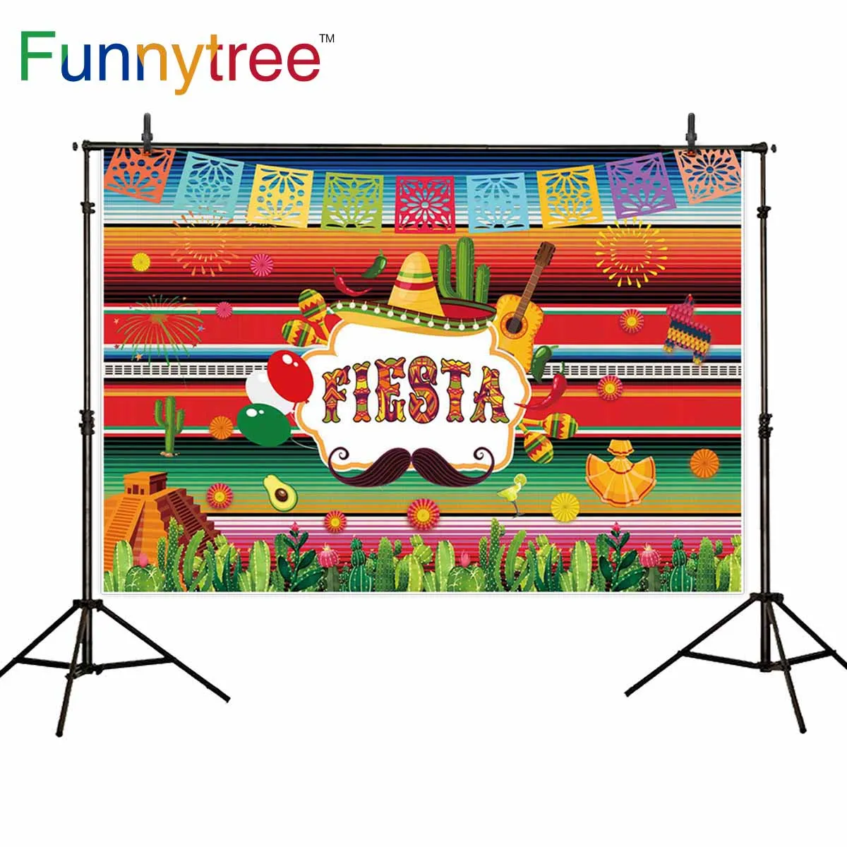 Фон Funnytree для фотосъемки Мексиканский фестиваль музыкальный инструмент кактус