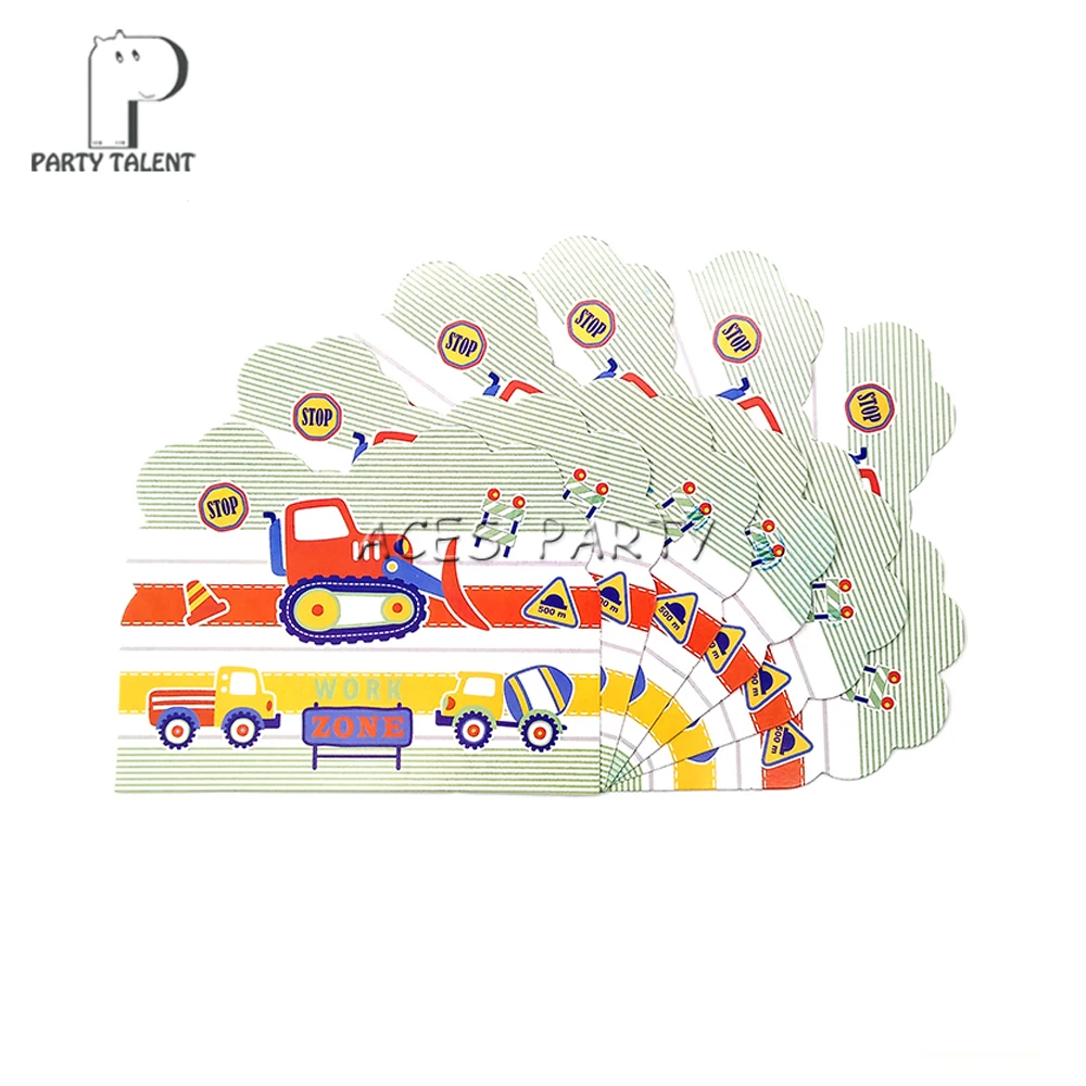 

Party supplies 8pcs Construction Vehicles Digger theme invitation card invitations for kids boys birthday party decoration
