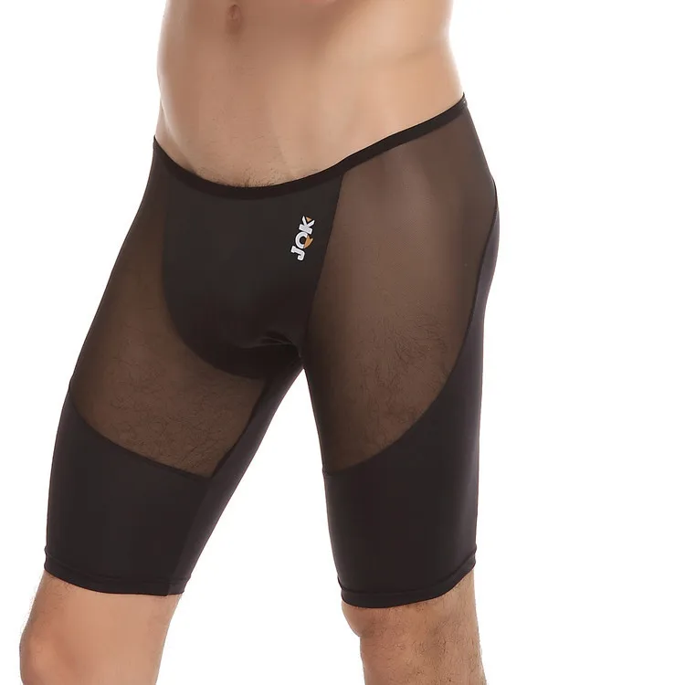 Горячие JQK сексуальные мужские прозрачные капри мужские дышащие брюки обтягивающие штаны для отдыха пляжные брюки - Цвет: Черный