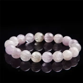 

Fashion Women Lady Stretch Fitness Crystal Round Bead Bracelet Healing Gems Quartz Natural Kunzite Bracelet 11.5mm