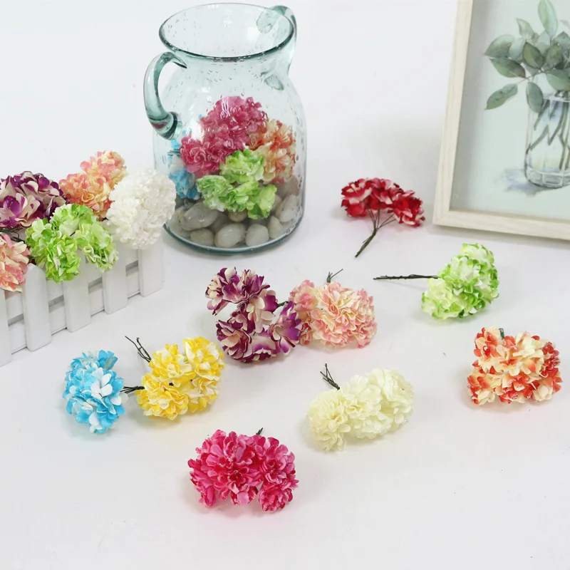 JAROWN Simulation Mini Carnation Paper Flower DIY Wedding Wreath Accessories Material Wedding Candy Box Decoration Fake Flowers (26)
