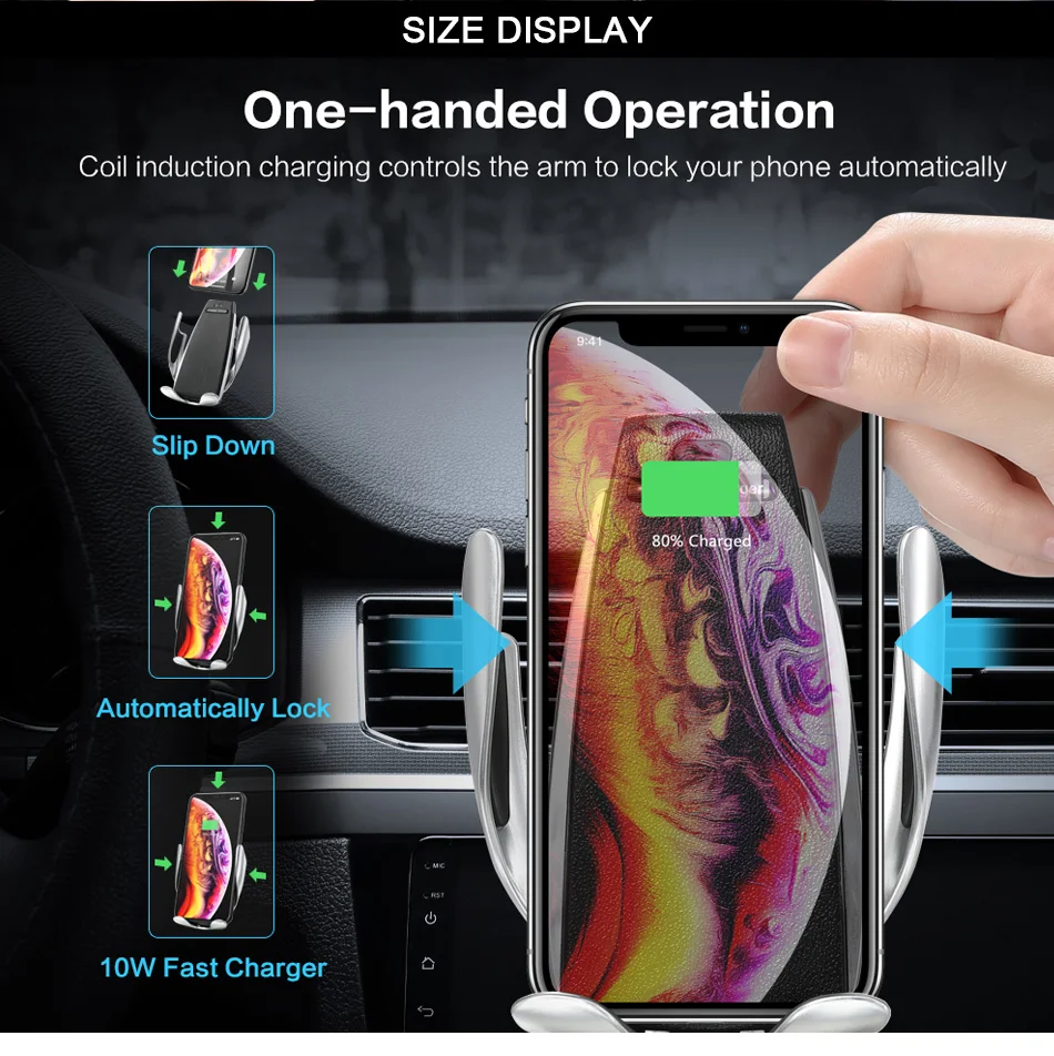 mobile stand for home Qi Wireless Phone Charger S5 Automatic Clamping Fast Charging Phone Holder Mount in Car for iPhone xr Huawei Samsung Smart Phone best phone stand