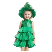 Платья без рукавов для маленьких девочек; детская зеленая одежда; костюмы на Рождество и Хэллоуин; платье для рождественской елки и шляпы ведьмы