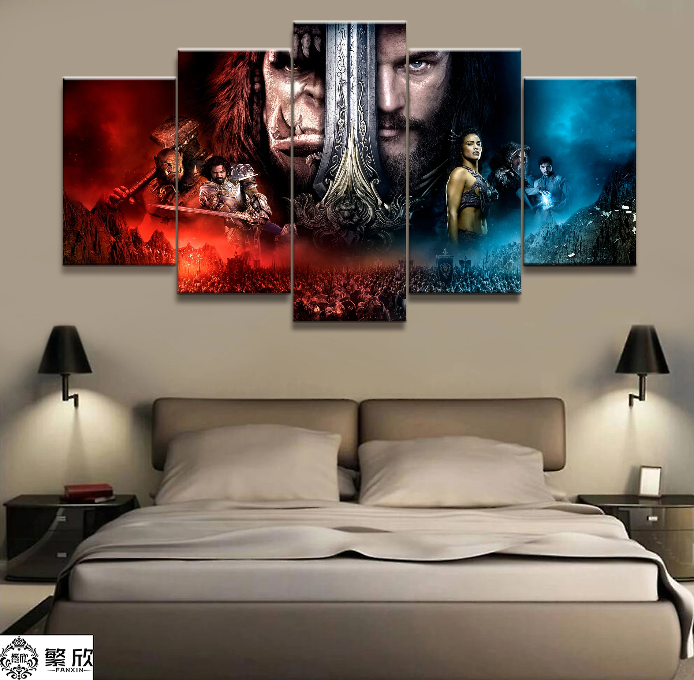 5 Piece Video Game WOW Warcraft DOTA 2 Painting Poster Decorative Mural Art Room Wall Decor Canvas