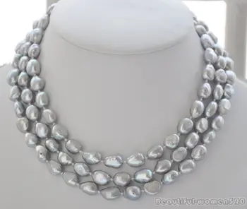 

Z5827 50" 12mm gray baroque freshwater cultured pearl necklace