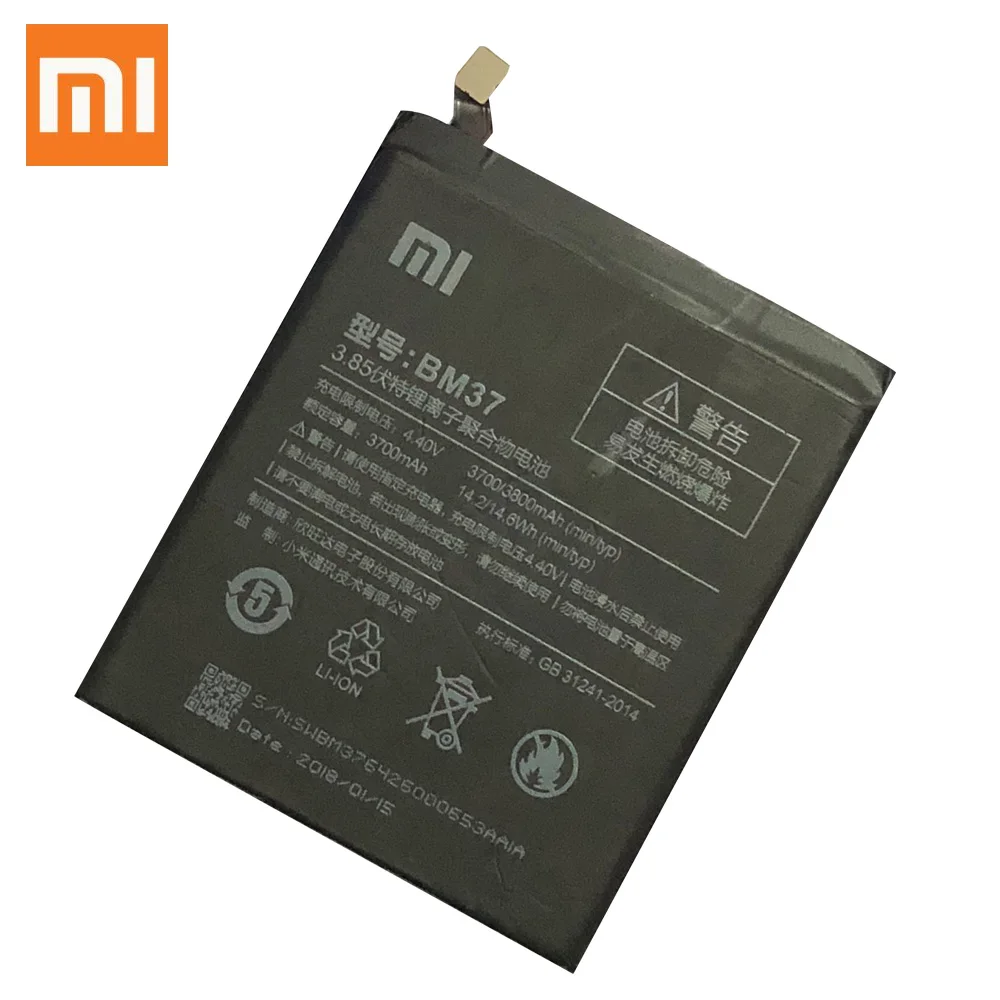 Оригинальный запасной аккумулятор для Xiaomi Mi 5S plus 5splus BM37 оригинальный телефона 3700