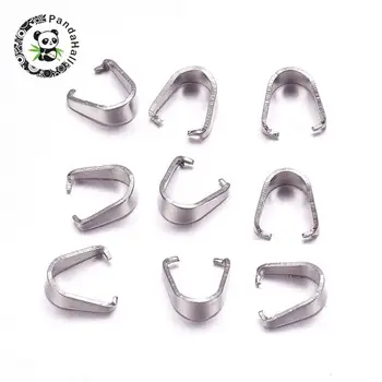 

304 Stainless Steel Snap On Bails, Stainless Steel Color, 7x6.5x3mm