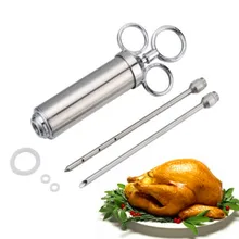 2 унции из нержавеющей стали инжектор мяса индейки мяса маринада инжектор 2 иглы гриль барбекю для дома День благодарения