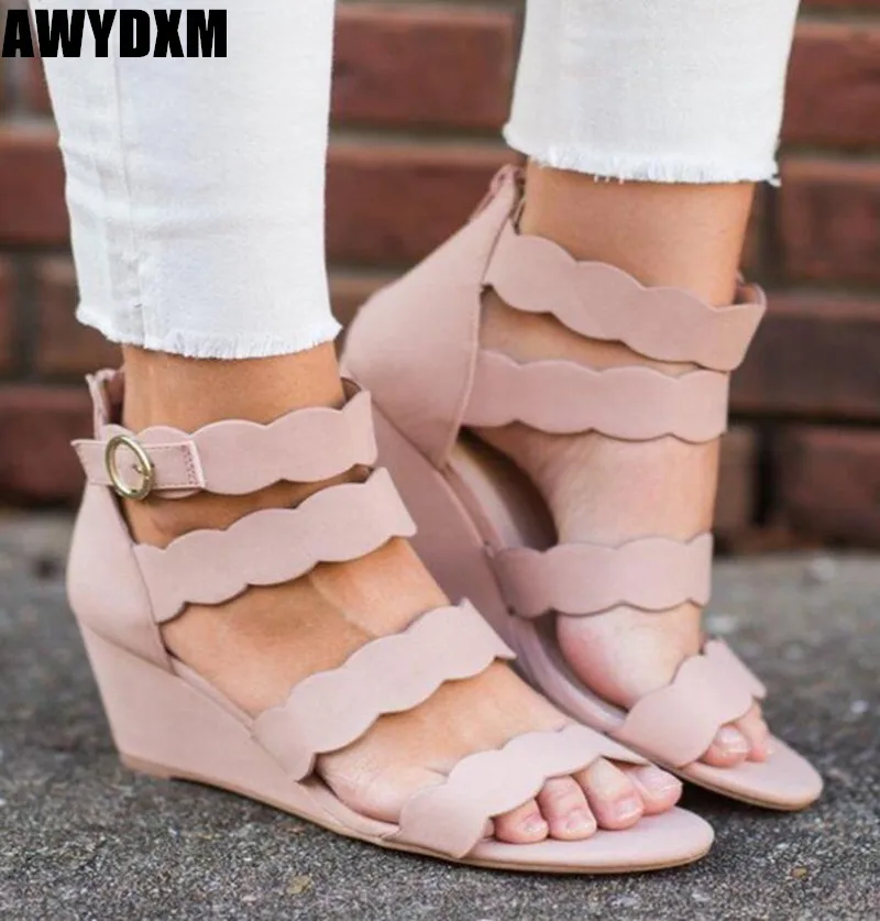 

Women sandals summer new ladies open toe Platform wedge sandals fashion Buckle outdoor Beach casual shoes woman shoes Mujer S073