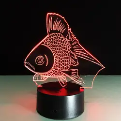 Золотая рыбка креативный 3D ночник светодиодный USB акриловая рыба 3D настольная лампа детская Ночная лампа Декор Детская игрушка, подарок