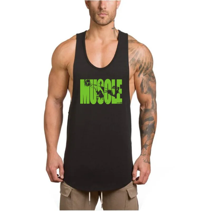 

2019 Summer Men Sport Vests Cotton Mens Running Tank Top printing Sleeveless Men shirt Gym Bodybuilding Sport men Vest