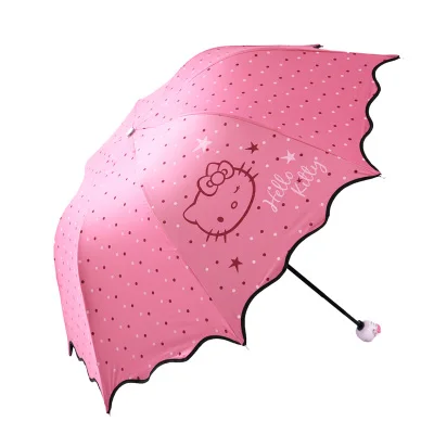 Hello Kitty Folding Sun Protection Umbrella Rain Women