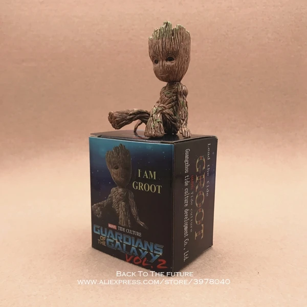 Groot with box Дисней Marvel X-men Дэдпул 2 фигурка Сидящая Модель осанки аниме мини кукла украшение ПВХ Коллекция фигурка игрушки модель - Цвет: Groot with box