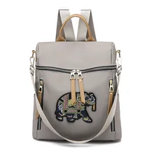 4PCS / LOT Fashion Nylon Backpack Women Embroidered Waterproof Travel Backpack Soft Female Black Femme Bagpack embroidered detail backpack with bear charm 4pcs