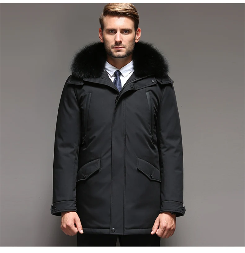 VSD Fashion Winter Jackets Men's Warm Down Coat Parka Thickening Rabbit hair Liner Detachable Turtleneck Windproof Concise VS887 (5)