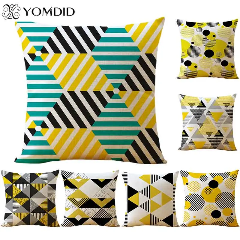 

2018 Cushion Cover 45*45cm Home Decor Linen Cotton Square Pillow Case Geometric Throw Pillowcase Pillow Covers Cushion Cover