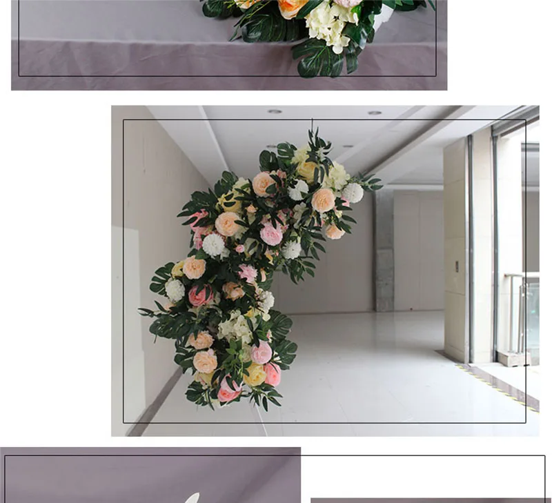 Flone 50cm Artificial Silk Rose Flower Row For Pink Wedding Decoration Arch Road Lead Window Party Decor Fake Flowers Home Art (7)