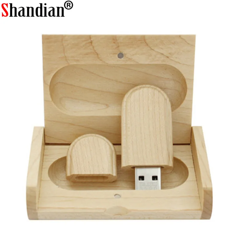 SHANDIAN(более 10 шт. бесплатный логотип) деревянный USB флэш-накопитель кленовое дерево+ коробка Флешка 4 ГБ 8 ГБ 16 ГБ 32 ГБ карта памяти свадебный подарок