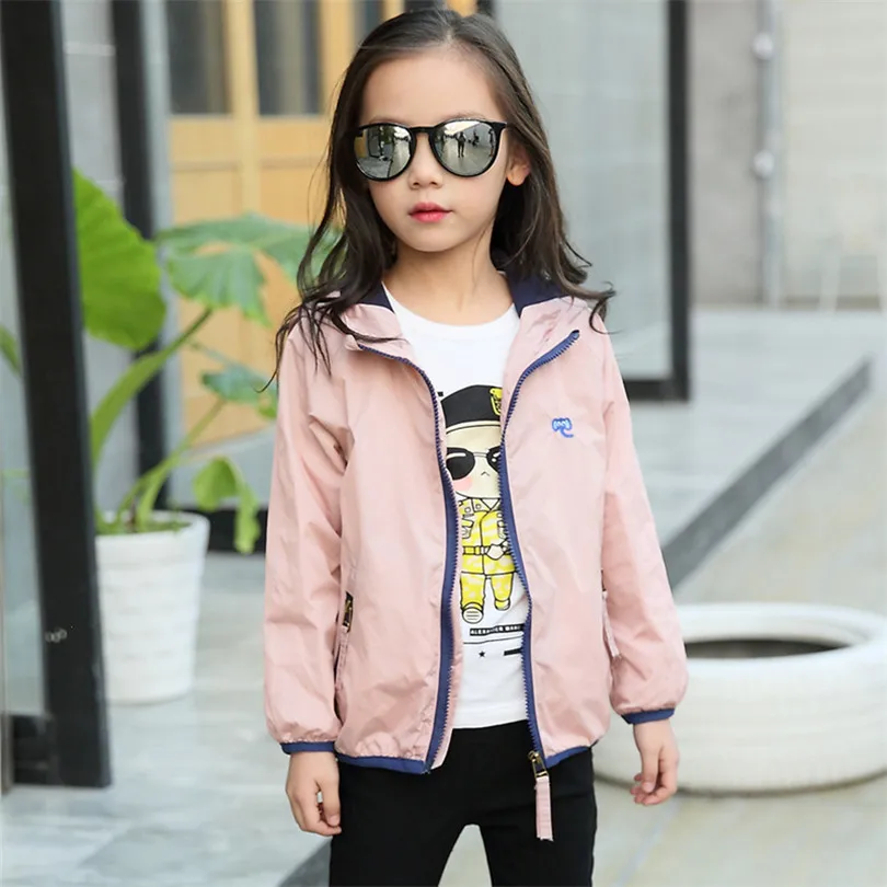 

2017 New Arrival Girls New Spring Jacket Children Spring Active Fashion zipper Jacket Long Sleeves Hooded Girl Casual Coat