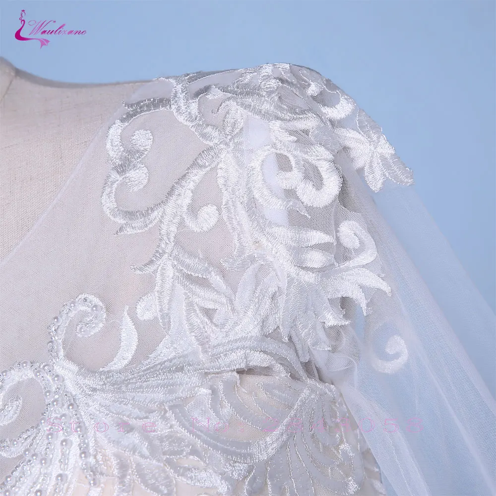 Waulizane шампанское внутренняя часть русалка свадебное платье 2 в 1 со съемным шлейфом длиной до пола с длинным рукавом платье невесты