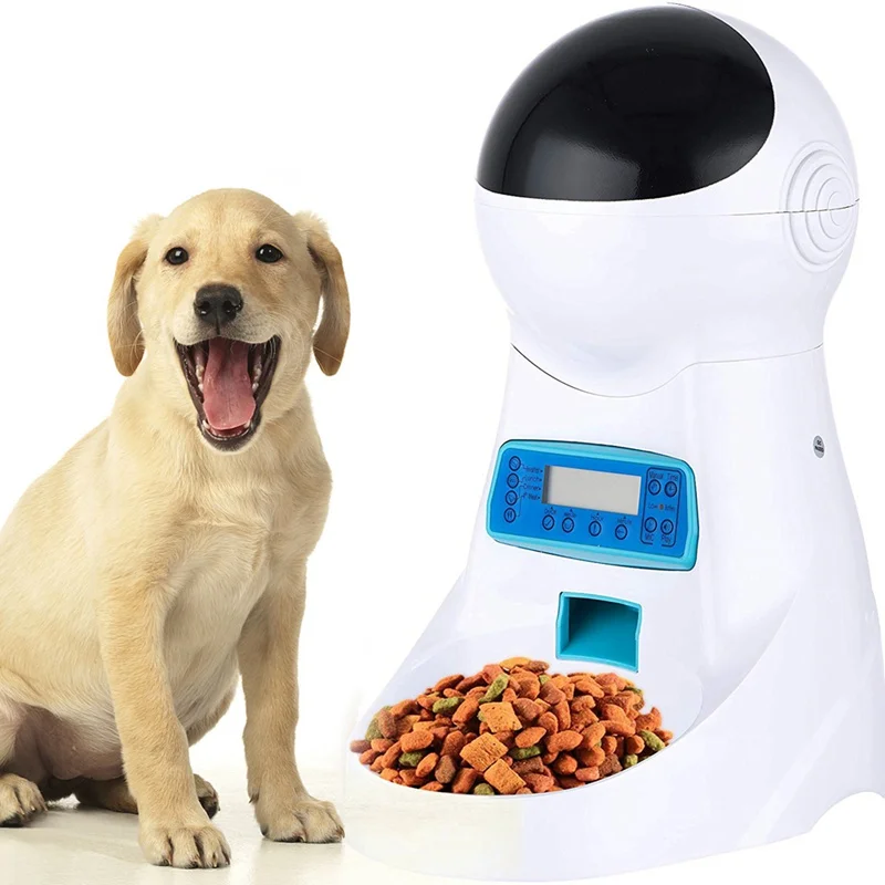

4 Times LCD Screen Automatic Pet Food Feeder With Voice Recording Pets Food Bowl For Medium Small Dog Cat Dispensers
