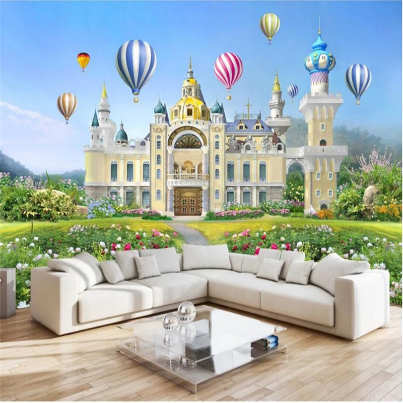 

beibehang Custom Photo Wallpaper 3D Mural Beautiful Girl Little Princess Dream Castle 3D Background Wall papel de parede