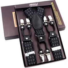 Tirantes de cuero negro para mujer, 6 Clips para tirantes, Vintage, informal, Tirante, tirantes para pantalones, regalo para padre/hijo