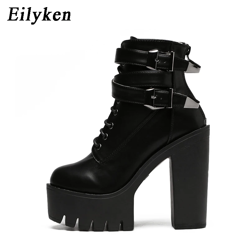 Eilyken/Коллекция 2021 года Сезон осень Модные женские ботинки Короткие на высоком