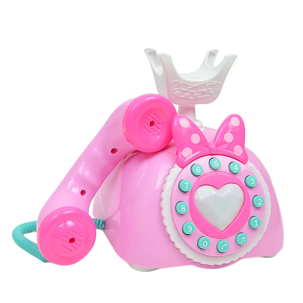 Plastic Electronic Vintage Telephone Landline Kids Pretend Play Early Educational Toy Birthday Gift 2
