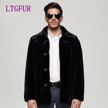 LTGFUR 2016-2017 New Men’s Long Section mink coat, buttoned Lapel mink fur coat.