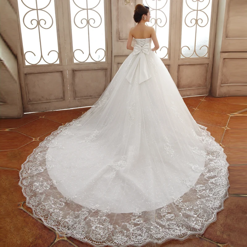 Дешевые Свадебные платья, хорошее качество, роскошное кружевное платье принцессы с вышивкой, большие размеры, длинное платье подружки невесты с бантом
