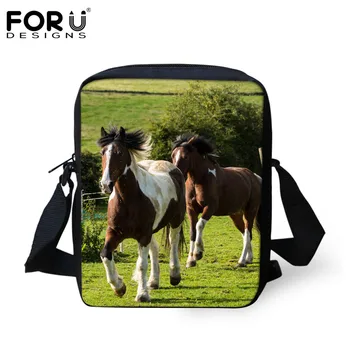 

FORUDESIGNS Cool Animal Horse Print Messenger Handbags for Women Luxury Designer Ladies Mini Cross Body Bag Woman Bag sac a main