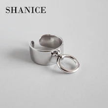SHANICE очаровательные трендовые 925 пробы серебряные кольца для женщин, большое гладкое кольцо для лица, серебряное кольцо 925 ювелирное изделие в стиле панк