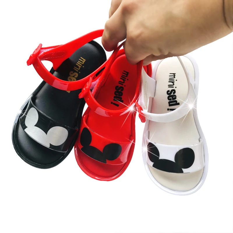 Mini Melissa2019 новые сандалии с Микки Маусом для девочек Прозрачные Сандалии Детская пляжная обувь для девочек Минни Мелисса мягкие конфеты обувь SH19010