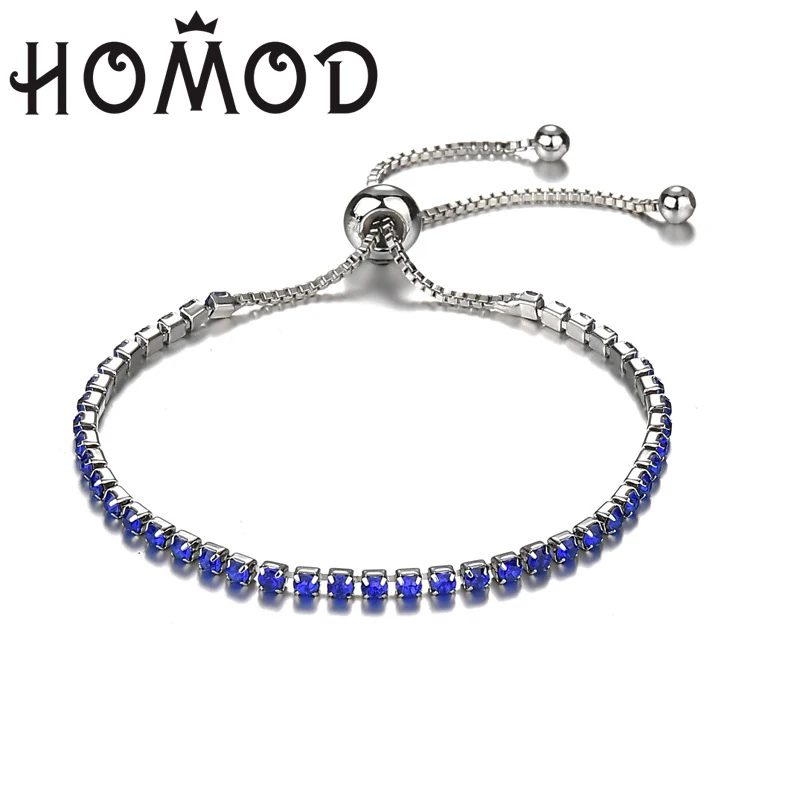 

HOMOD Adjustable Tennis Bracelets for Women Cubic Zirconia Silver Color Brand chain Bangle & Bracelet femme Wedding Jewelry