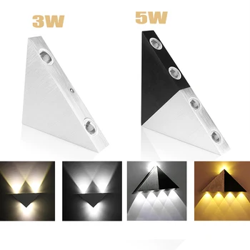

Modern Led Wall Lamp 3W Aluminum Body Triangle Wall Light For Bedroom Home Lighting Luminaire Bathroom Light Fixture Wall Sconce