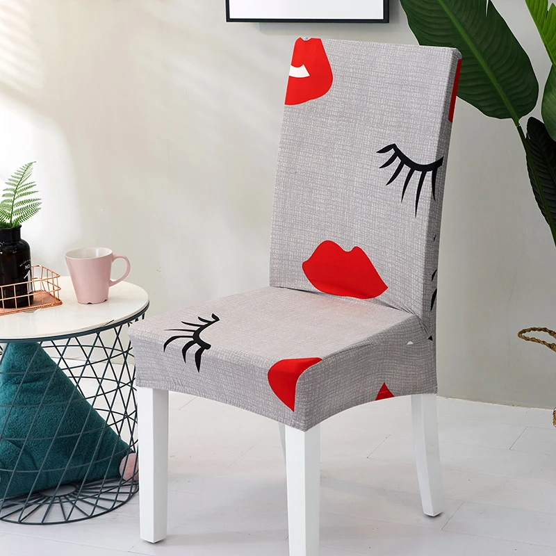 

1pc Printing Removable Chair Cover Big Elastic Slipcover Modern Kitchen Seat Case Stretch Chair Cover For Banquet