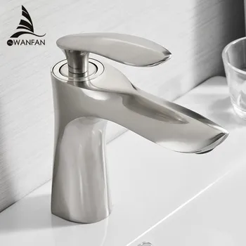 

Basin Faucets Brushed Nickel Elegant Bathroom Faucet Hot and Cold Water Basin Mixer Tap Chrome Brass Toilet Sink Water Crane 220