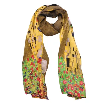 Women's Long Scarf Bufandas hijab scarfs 100% Crepe De Chine Silk Wraps & Scarves Brand Gustav Klimt's "The Kiss" Палантин
Women's Long Scarf Bufandas hijab scarfs 100% Crepe De Chine Silk Wraps & Scarves Brand Gustav Klimt's "The Kiss" Палантин