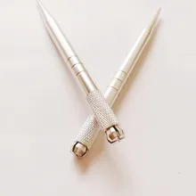 100 шт/партия высококачественный Серебряный ручной вышивкой Перманентный макияж микроблейдинг бровей лезвия ручка