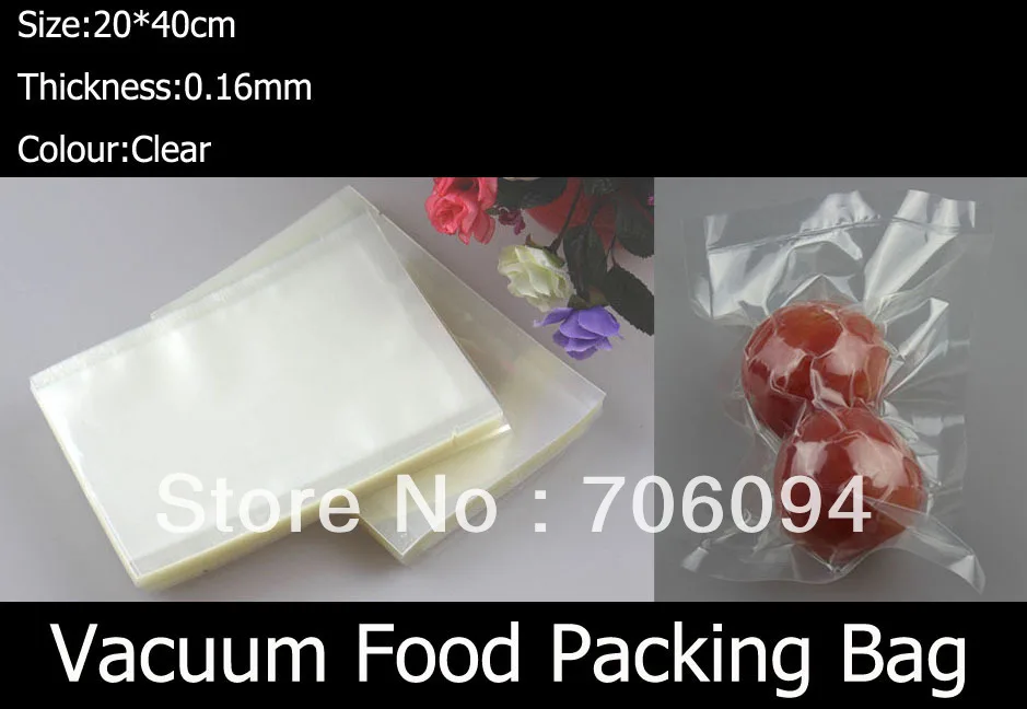 

100pcs 20*40cm Vaccum Food Plastic Packing Bag,Plastic Bag for food,Plastic Package Bag