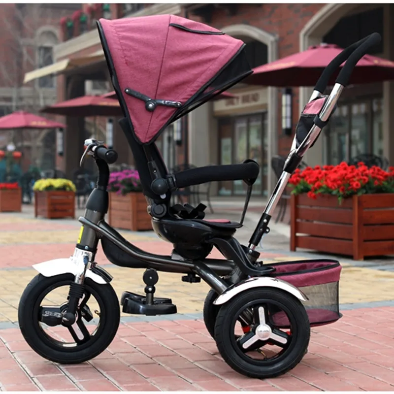 Детский трехколесный велосипед 1-3-6 лет лежащего может сидеть тележка для малышей - Цвет: Красный