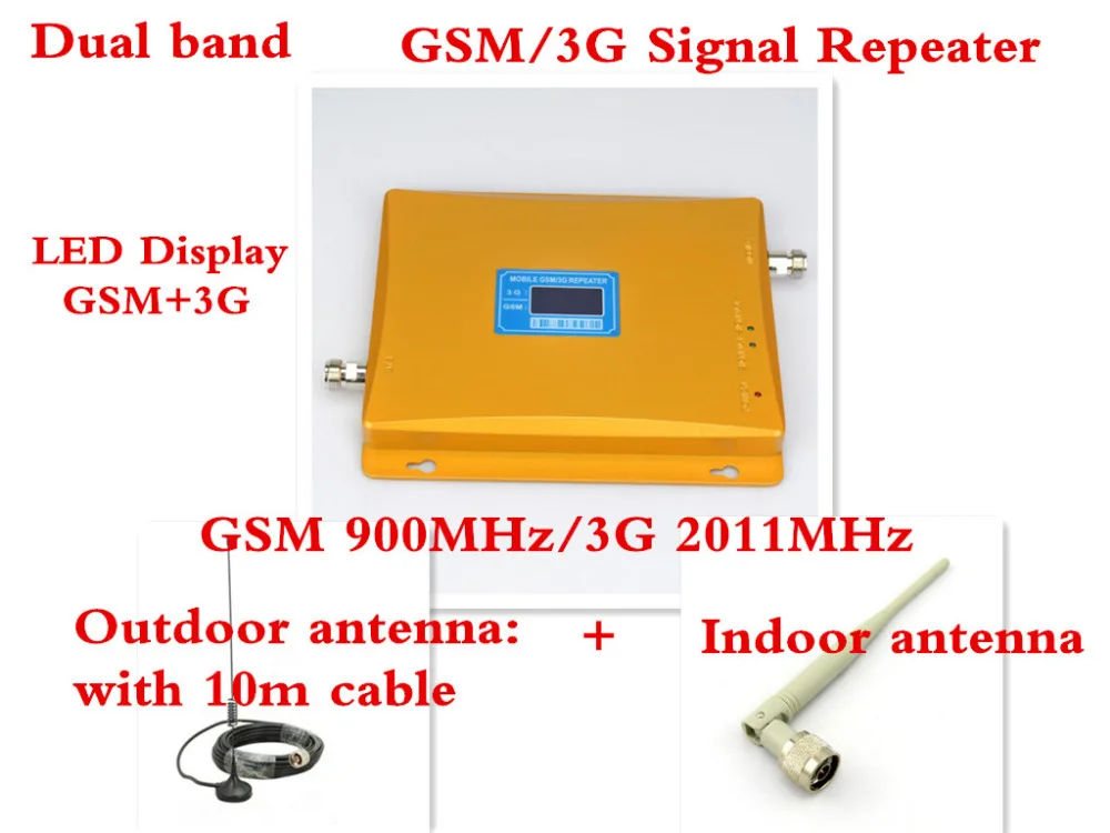 

1 Set Dual band GSM 3G booster with Signal Display Screen including Antenna and Cable, GSM W-CDMA Repeater 1 Set at 900 2100 MHz