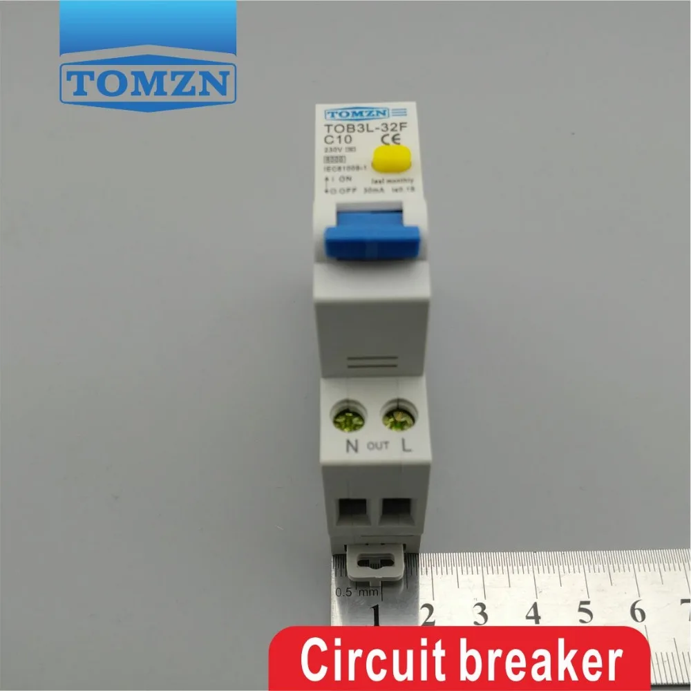 TOB3L 32F 18 мм RCBO 10A 1P + N 6KA выключатель остаточного тока с защитой от перегрузки по