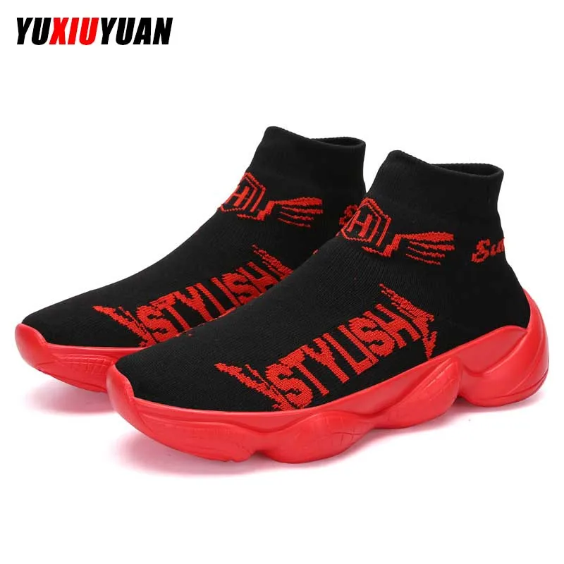 

Spring Flying Weaving Breathable High Running Shoes Men Women Comfortable Running Shoes Lightweight Wearable Running Shoes