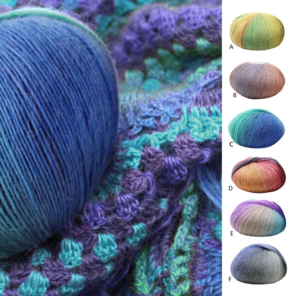 

Winter Rainbow Colorful Knitting Imitation Wool Yarn Balls DIY Sweater Scarf Hat Sweater Yarn Needles Crochet Weave Thread