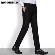 Модные штаны мужской костюм брюки Для мужчин Бизнес Повседневное джентльмен штаны, осень полной длины прямой MOOWNUC Slim Fit MWC