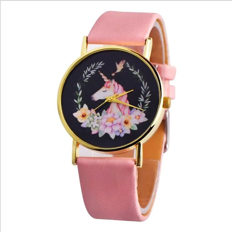 

Elegant Ladies Fashion Casual Cute Animal Unicorn Wrist Watch Women Girl Leather Band Analog Alloy Quartz Watch Relogio Feminino