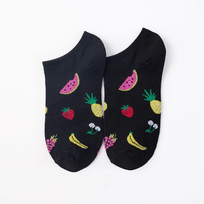Летние креативные короткие носки в стиле Харадзюку С Фруктами для женщин, яркие цвета, ананас, клубника, мелкие забавные носки Skarpetki, хипстерские носки - Цвет: 7