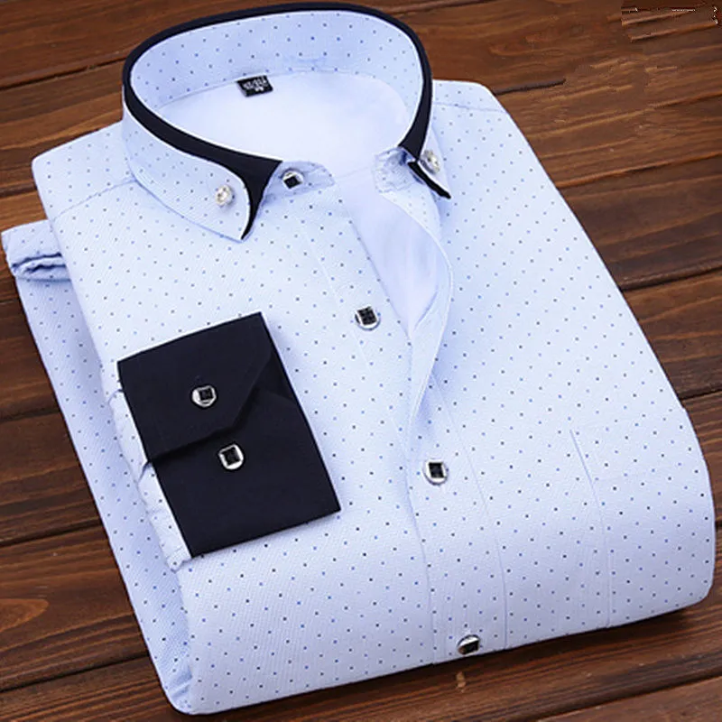 7 (1)      方领、43.99、Men's Shirt Men's Business Casual Fashion Plus Velvet Thicken Long Sleeve Shirt Men's Business Gentleman Office Formal Shirt